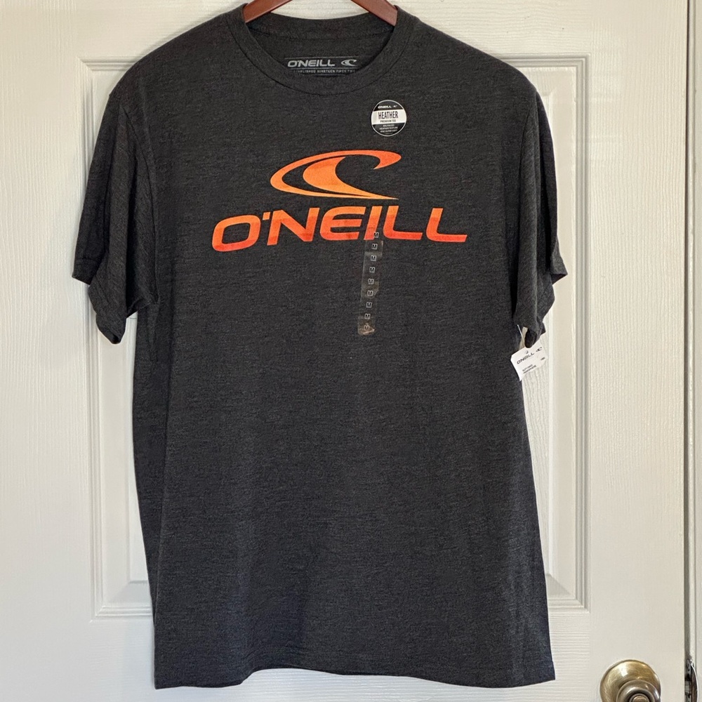 O'Neill Men's Gray T-Shirt with Orange Logo